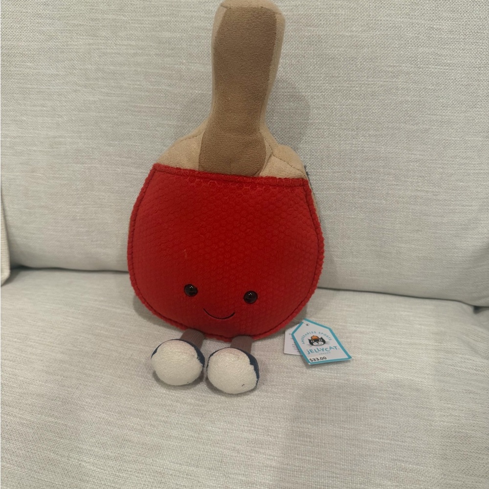 Jellycat Red and Tan Amuseable Sports Table Tennis Plush Toy